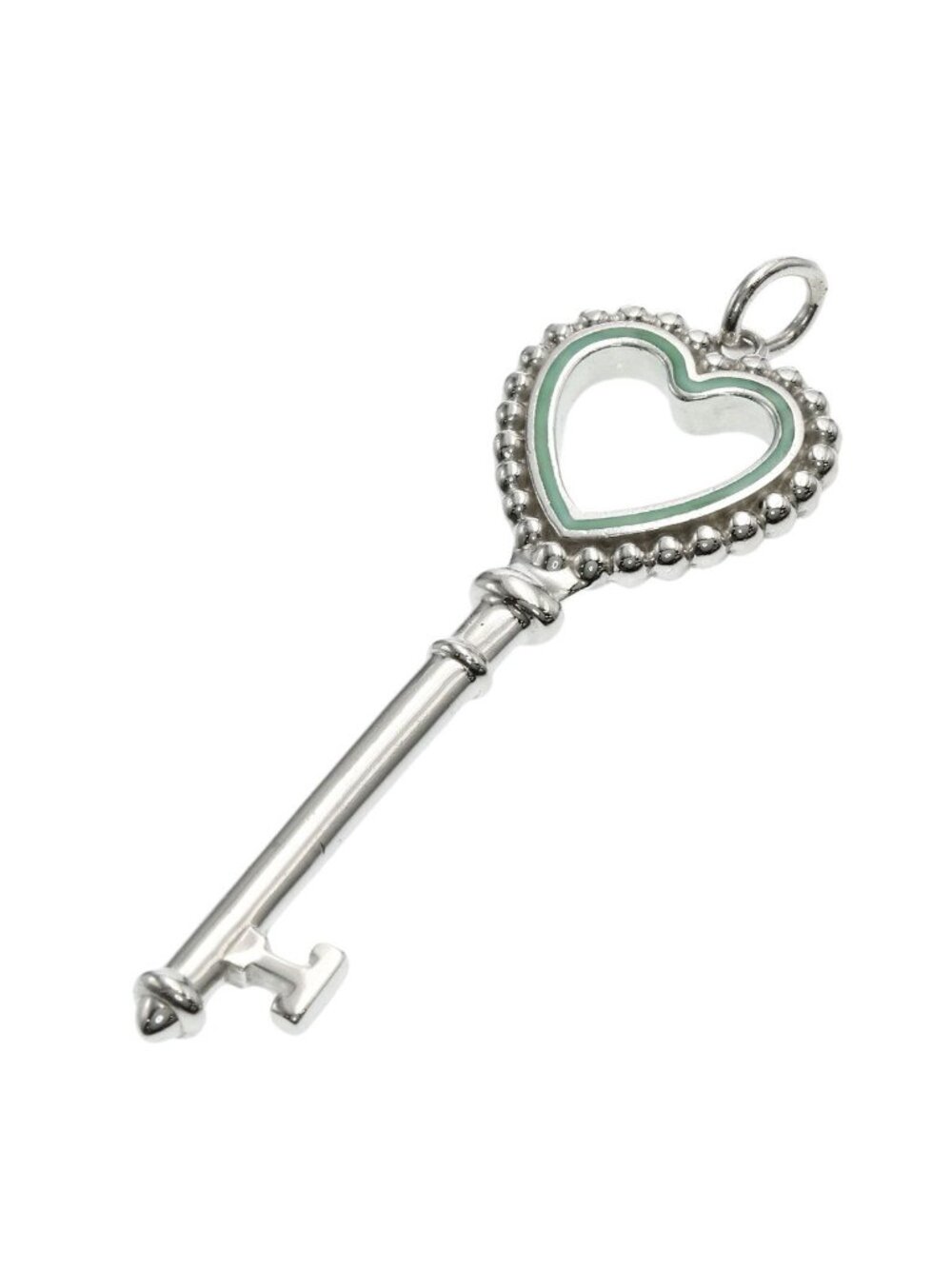 Tiffany & Co Beads Heart Key Enamel Pendant Silver